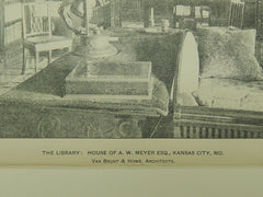 The Library, House of A. W. Meyer, Esq., Kansas City, MO, 1903, Photogravure. Van Brunt&Howe