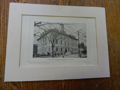 Police Station, Municipal Court Bldg., Brookline, MA, 1901,Lithograph. Schweinfurth.
