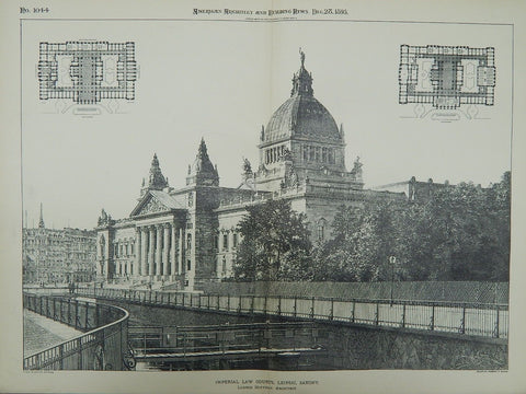 Imperial Law Courts in Leipsic, Saxony, France, 1895. Ludwig Hoffman