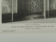 Elevator Gates, Building for American Radiator, New York, NY, 1924, Lithograph. Raymond M. Hood.