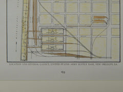 Location and General Layout, Army Supply Base, New Orleans, LA, 1919, Original Plan.