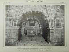 Altar in Crypt, Chapel in US Military Academy, West Point, NY, 1914, Lithograph. Cram, Goodhue & Ferguson.