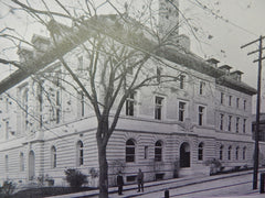 Police Station, Municipal Court Bldg., Brookline, MA, 1901,Lithograph. Schweinfurth.