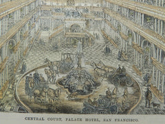 Palace Hotel: Central Court, San Francisco, CA, 1884, Original Plan. John P. Gaynor.