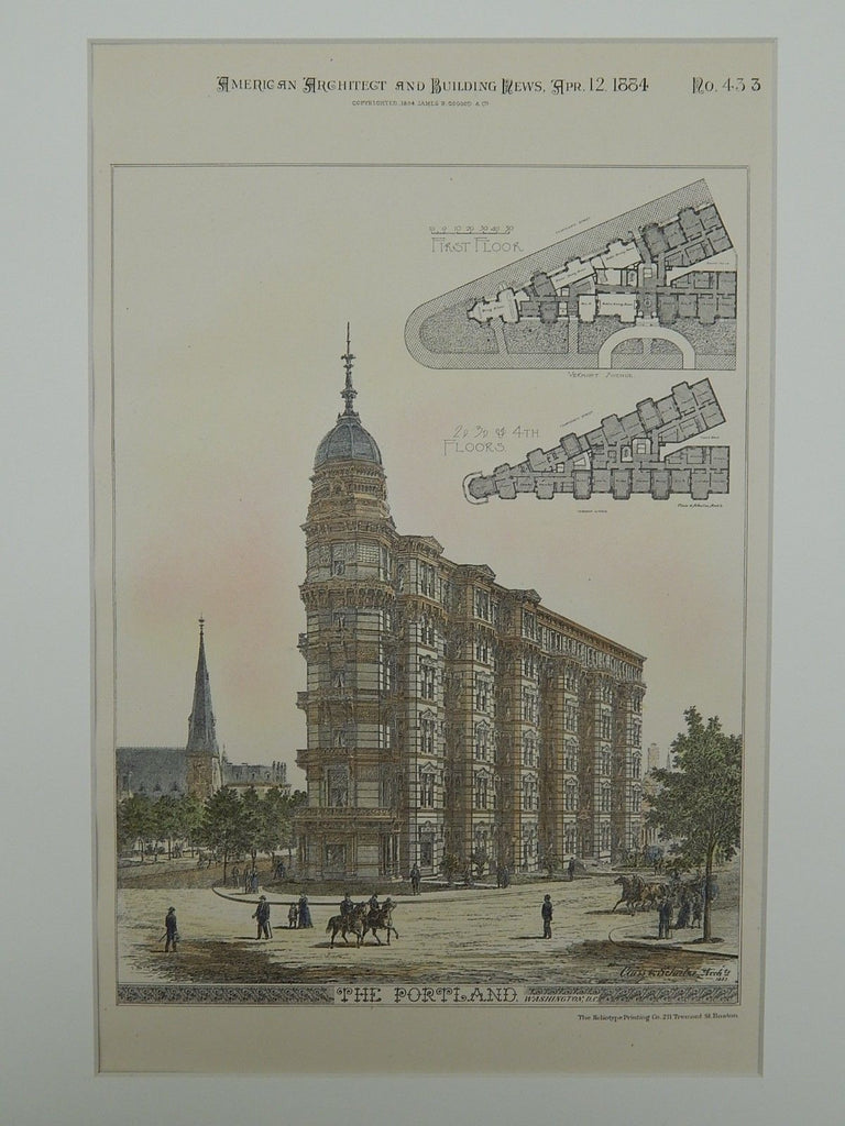 The Portland Building, Washington, DC, 1884, Original Plan. Cluss & Schulze.