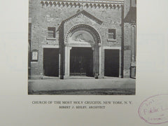 Entrance, Church of the Most Holy Crucifix, New York, NY, 1929, Lithograph. Robert J. Reiley.