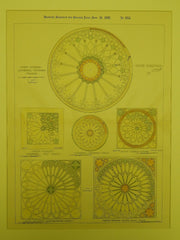 Various European Rose Windows, Cathedral Soissons, France, 1897, Original Plan.
