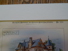 Alpha Delta Phi House, Ann Arbor, MI. 1886, Original Plan. Donaldson & Meier.