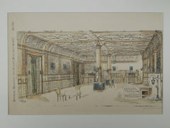 Interior, New Restaurant, Hotel Brunswick, New York, NY, 1882, Original Plan. H. Edwards Ficken.