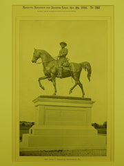 Gen. John F. Reynolds Sculpture, Gettysburg, PA, 1898, Lithograph.  H. K. Bush-Brown.