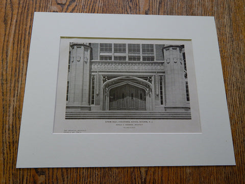 Junior High-Vocational School, Bayonne, New Jersey, 1926, Lithograph.  Donald G. Anderson.