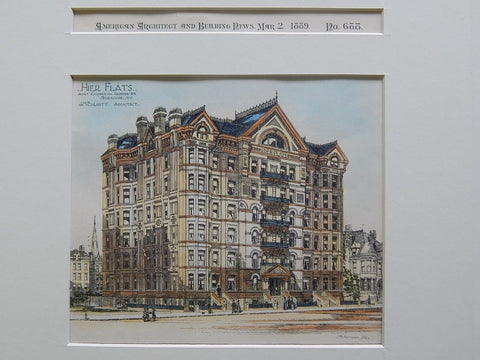 Hier Flats, Church & Genesse Sts., Syracuse, NY, 1889. Original Plan. JM Elliot.