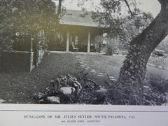 Bungalow of Mr. Julius Seyler,North, Pasadena,CA,Lithograph,1914. Elmer Grey.