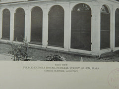 Rear View, Pierce-Nichols House, Federal Street, Salem, MA, 1921, Lithograph.  Samuel McIntire.