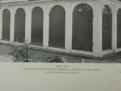 Rear View, Pierce-Nichols House, Federal Street, Salem, MA, 1921, Lithograph.  Samuel McIntire.