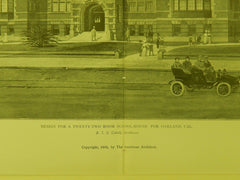 Twenty-Two Room School-House Design, Oakland, CA, 1905, Original Plan. B.J.S. Cahill