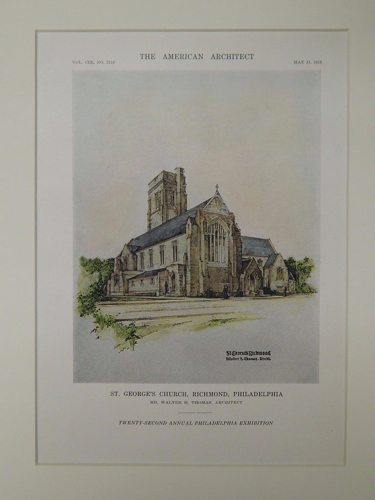 St. George's Church, Richmond, Philadelphia, PA, 1916, Original Plan. Walter H. Thomas.