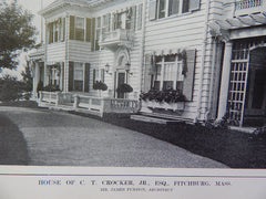 House of C.T.Crocker,Jr., Exterior, Fitchburg,MA, Lithograph,1914. James Purdon.
