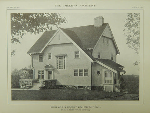 House of G. B. Burnett, Esq., Amherst,, MA, 1914, Lithograph. Karl Scott Putnam.