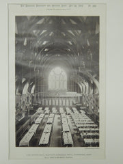 The Dining Hall, Harvard Memorial Hall, Cambridge, MA, 1885, Photogravure. Ware & Van Brunt.