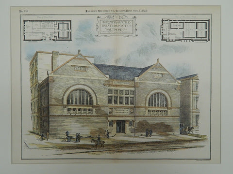The Mercantile Trust & Deposit Co., Baltimore, MD, 1885, Original Plan. Wyatt & Sperry.