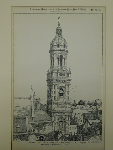 Tower of St. Charles in Borromeo, Antwerp, Belgium, 1888.  Francois Aguillon