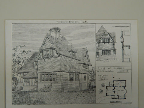 Lodge at Oakfield for B. C. Roberts, Esq. in Chester, Chesire, England, 1884. E.A. Ould