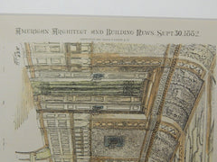 Interior, New Restaurant, Hotel Brunswick, New York, NY, 1882, Original Plan. H. Edwards Ficken.