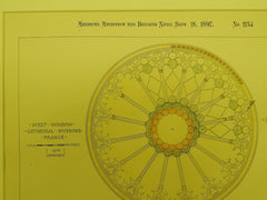 Various European Rose Windows, Cathedral Soissons, France, 1897, Original Plan.