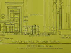 Court Room Details, Post Office, Oklahoma City, OK, 1912, Original Plan. James Knox Taylor.