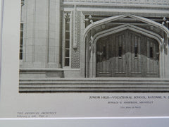 Junior High-Vocational School, Bayonne, New Jersey, 1926, Lithograph.  Donald G. Anderson.