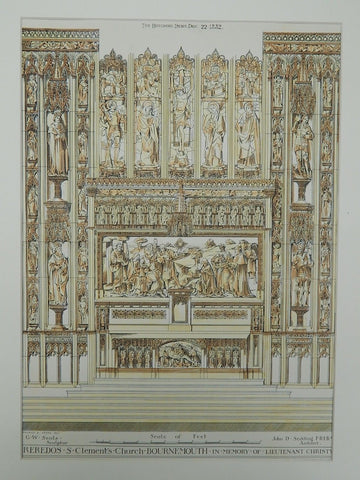 Reredos of St. Clement's Church in Bournemouth, England, 1882. John D. Sedding