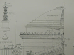 Central Pavilion Details, US Govt. Building, St. Louis, MO, 1903, Original Plan. James Knox Taylor.
