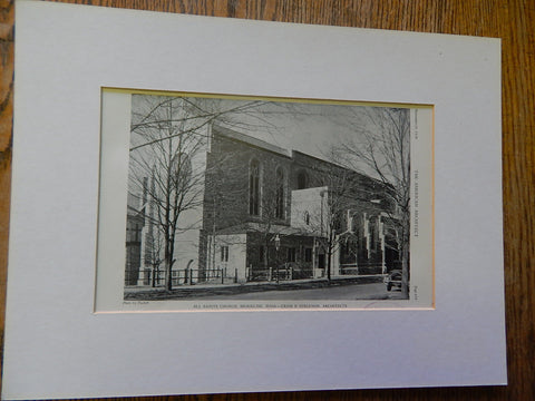All Saints Church, Brookline, MA, 1928, Lithograph. Cram&Ferguson.