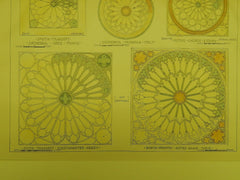 Various European Rose Windows, Cathedral Soissons, France, 1897, Original Plan.