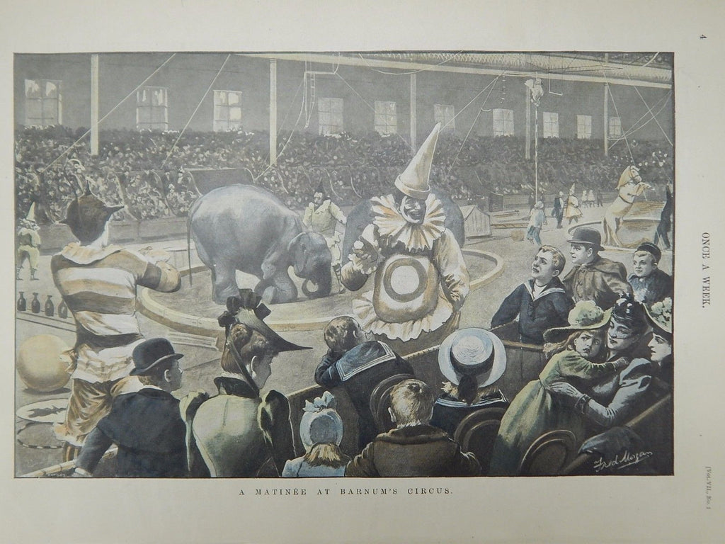 A Matinee at Barnum's Circus soon after Barnum's Death, 1891, Hand-Colored Scene.