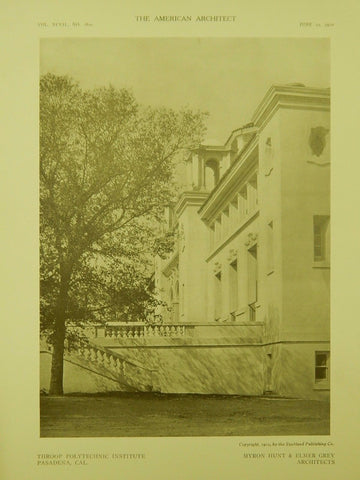 Perspective View, Throop Polytechnic Institute, Pasadena, CA, 1910, Lithograph. Hunt & Grey.