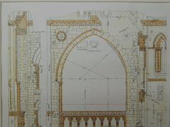 Nave Gable Window, Cathedral of the Sacred Heart, Newark, NJ, 1906, Original Plan. O'Rourke & Sons.