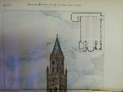 St. James Episcopal Church, Madison Ave, NY, 1885. Original Plan. R.H.Robertson.