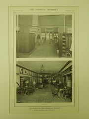 Lounge and Grill Room, Old Elm Club, Fort Sheridan, IL, 1914, Lithograph.  Marshall & Fox.