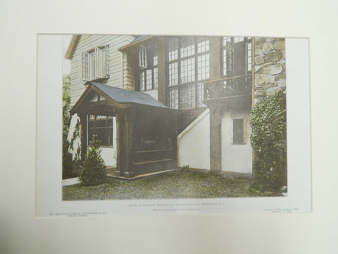 House of Mr. Clifford Wharton, Netherwood, N.J. 1908. Colored Photograph. Tracy & Swartwout.