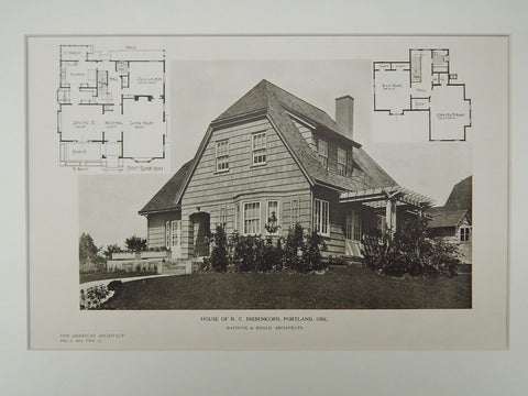 House of R. C. Diebenkorn, Portland, OR, 1924, Lithograph. DeYoung & Roald.