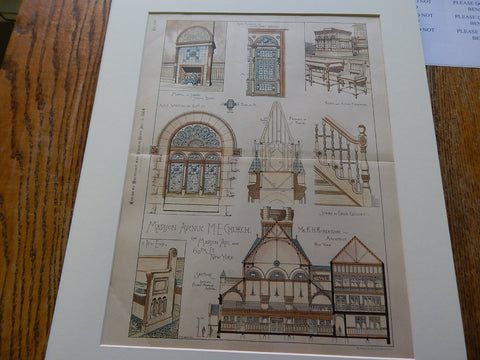 Madison Ave. M.E. Church, New York, NY, 1884, Original Plan. R.H. Robertson.