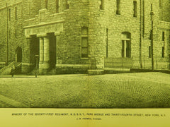Armory of the Seventy-First Regiment, New York, NY, 1894, Lithograph. J. R. Thomas.