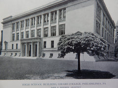High School Building, Girard College,Philadelphia, PA.,1918, Lithograph. John T. Windrim.