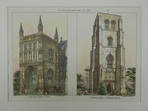 South Porch and Belfry, St. Michael's Church, Beccles, England, 1881.