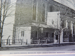 All Saints Church, Brookline, MA, 1928, Lithograph. Cram&Ferguson.