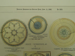 Various European Rose Windows, Bourges Cathedral, France, 1897, Original Plan.
