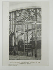 Wrought Iron Grille, American Radiator Building, New York, NY, 1924, Lithograph. Raymond M. Hood.