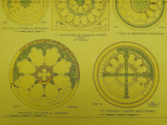 Various European Rose Windows, Bourges Cathedral, France, 1897, Original Plan.
